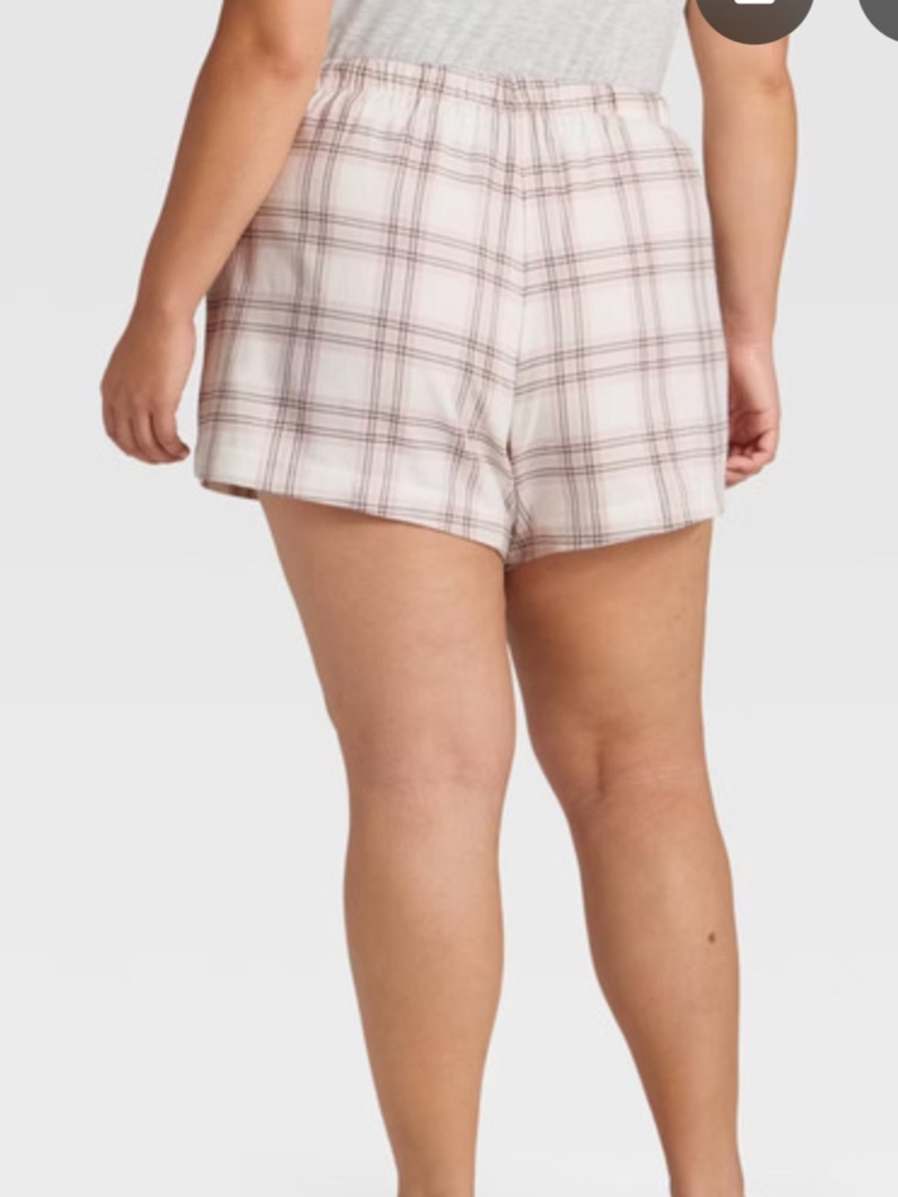 Auden Women's Plaid Flannel Pajama Shorts Neutral Pink XL - Picture 3 of 6